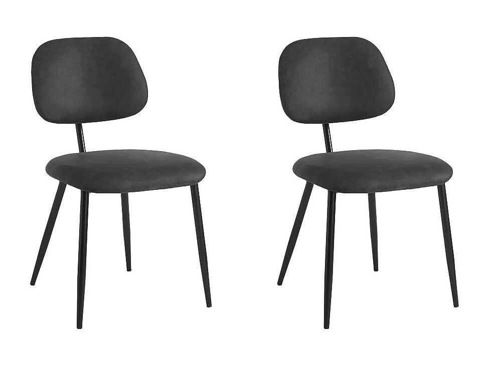 Lot de 2 chaises vintage PAYTOn'en tissu et pieds métal - Noir