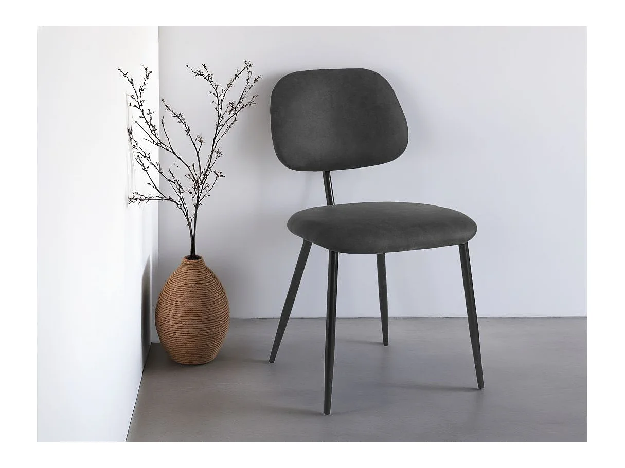 Lot de 2 chaises vintage PAYTOn'en tissu et pieds métal - Noir