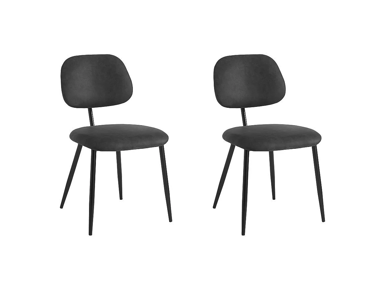 Lot de 2 chaises vintage PAYTOn'en tissu et pieds métal - Noir