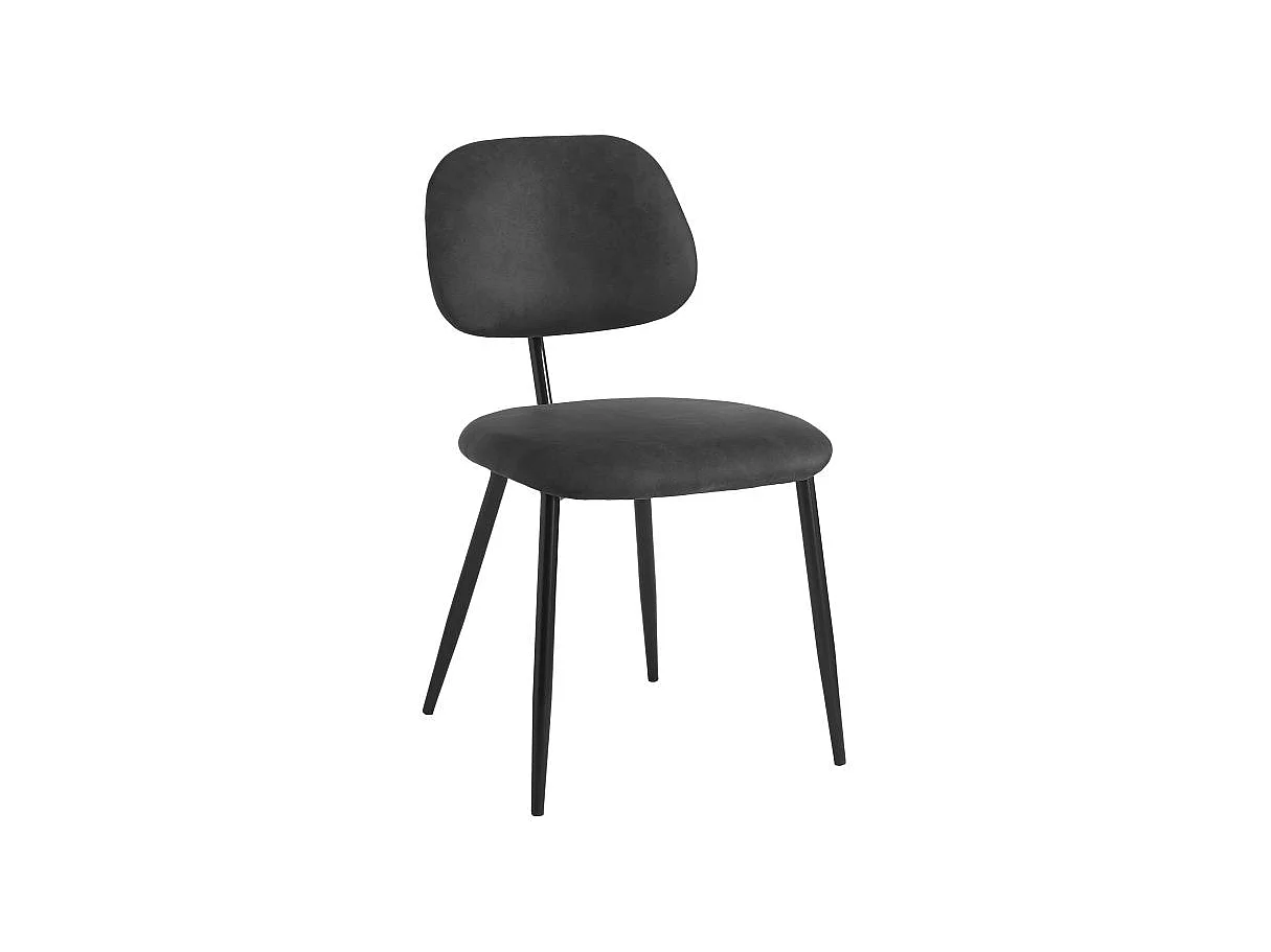 Lot de 2 chaises vintage PAYTOn'en tissu et pieds métal - Noir