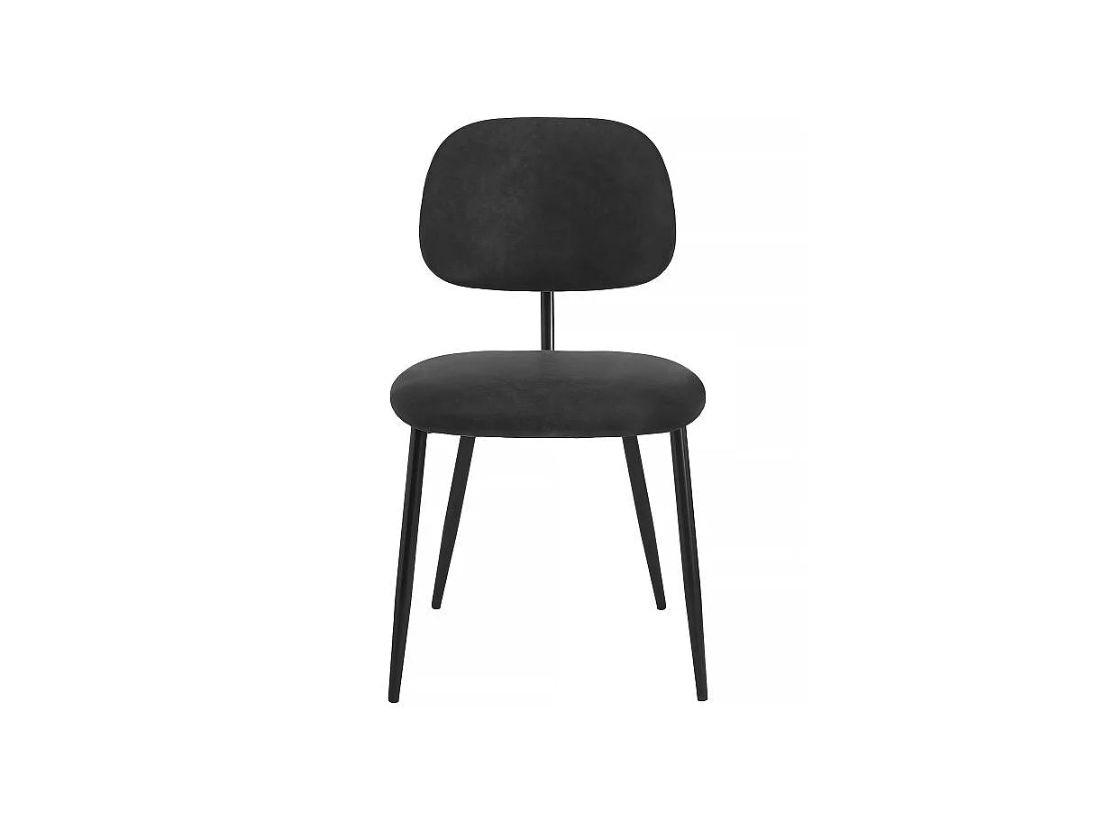 Lot de 2 chaises vintage PAYTOn'en tissu et pieds métal - Noir