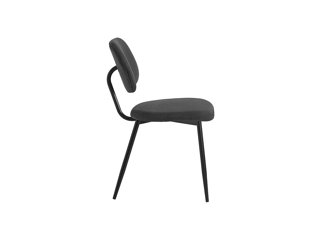 Lot de 2 chaises vintage PAYTOn'en tissu et pieds métal - Noir