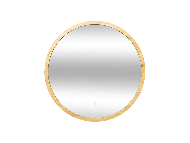Miroir Mural Led en Bambou "Tactile" 57cm Naturel
