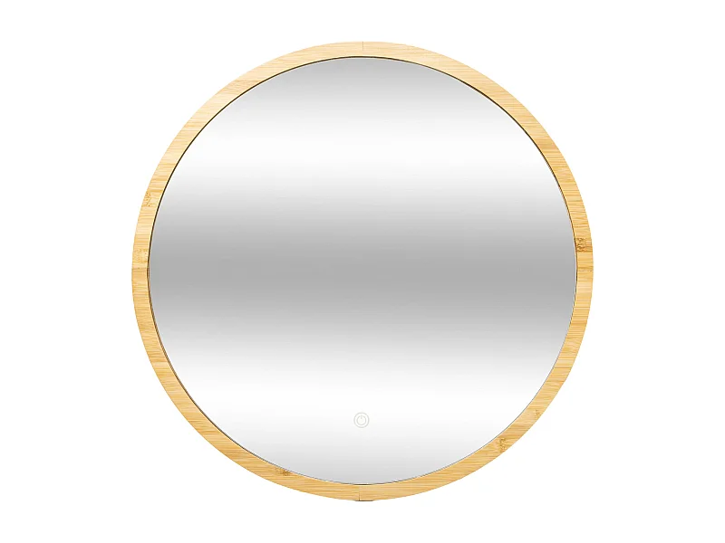 Espejo de pared diseño redondo táctil con luz LED natural Ø57 cm