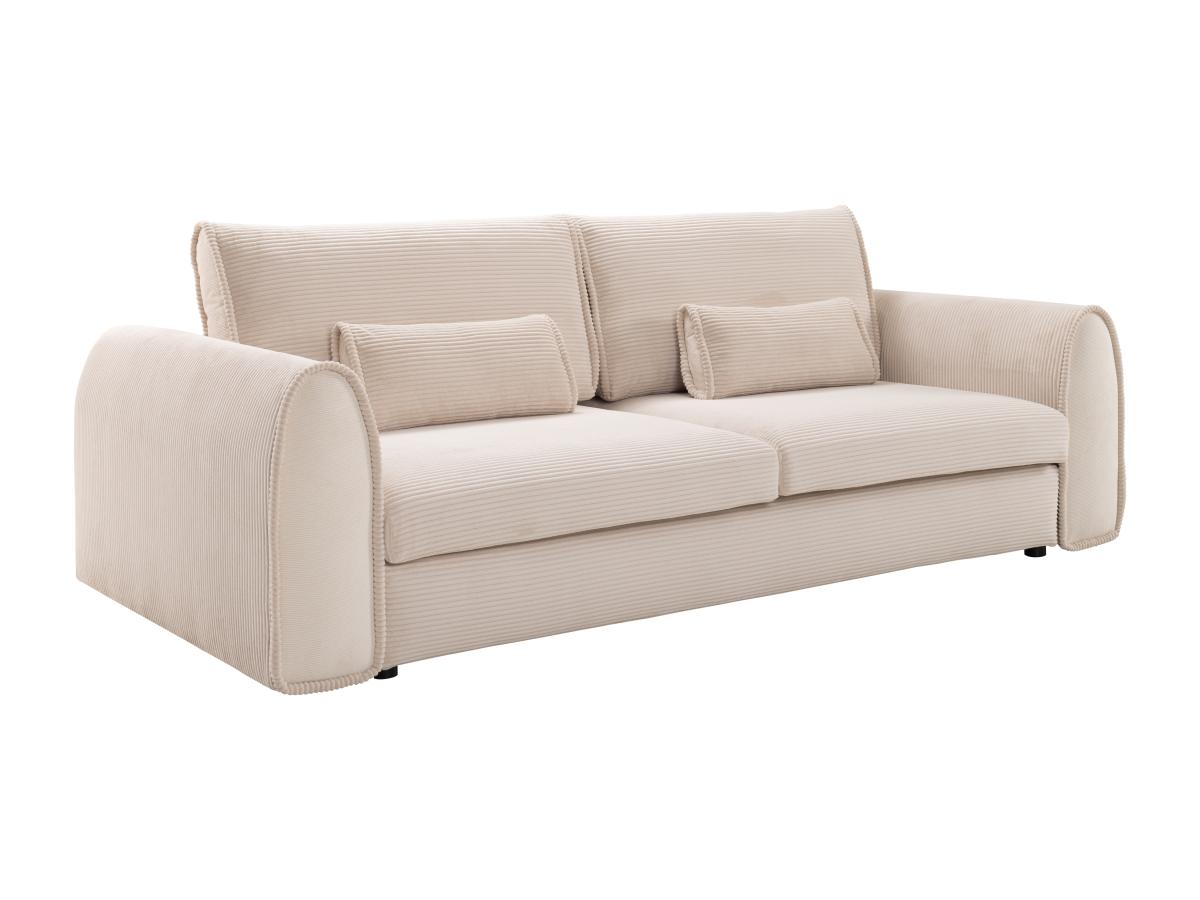 Sofa mit Schlaffunktion 3-Sitzer - Cord - Beige - RISTANO günstig online kaufen