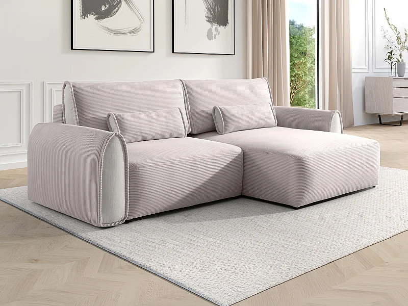 Sofá rinconera reversible de pana gris claro RISTANO
