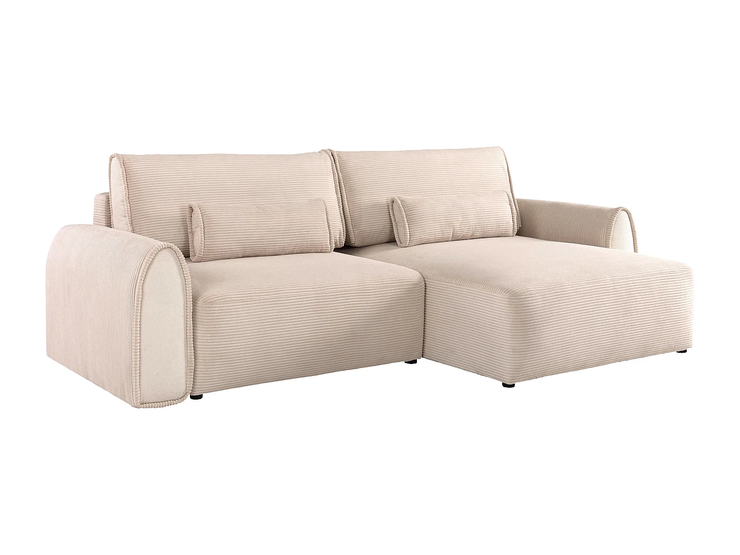 Bäddsoffa med schäslong i manchestersammet ljusgrå RISTANO