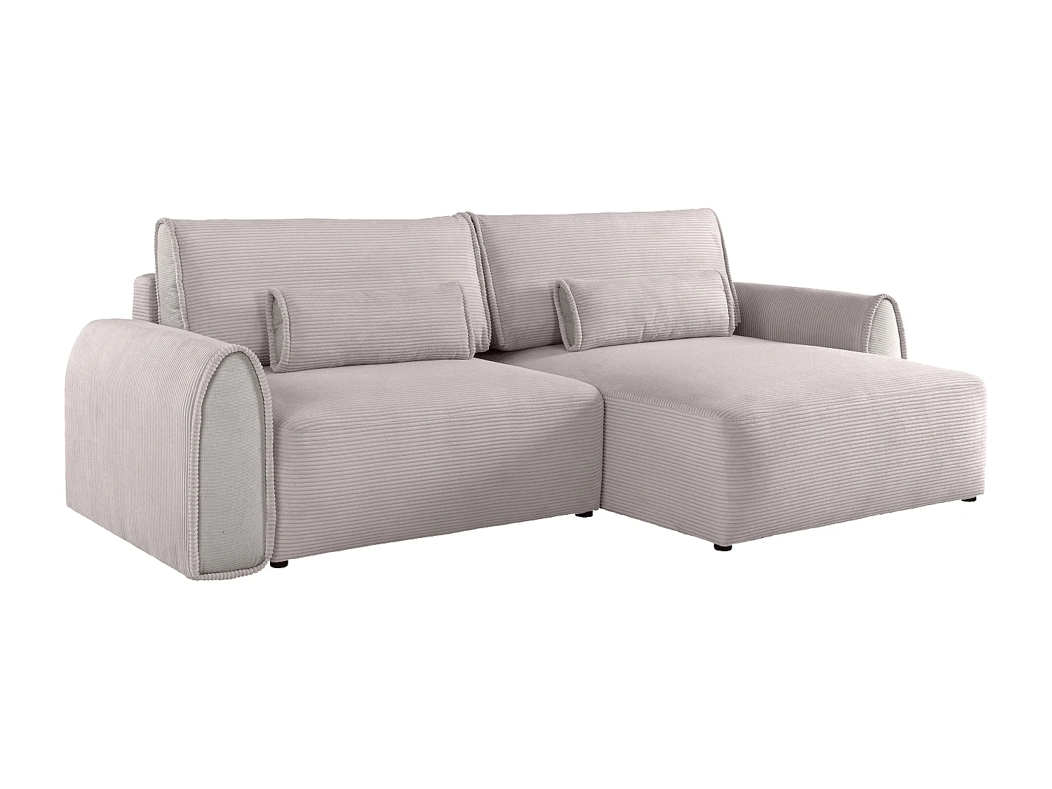 Bäddsoffa med schäslong i manchestersammet ljusgrå RISTANO