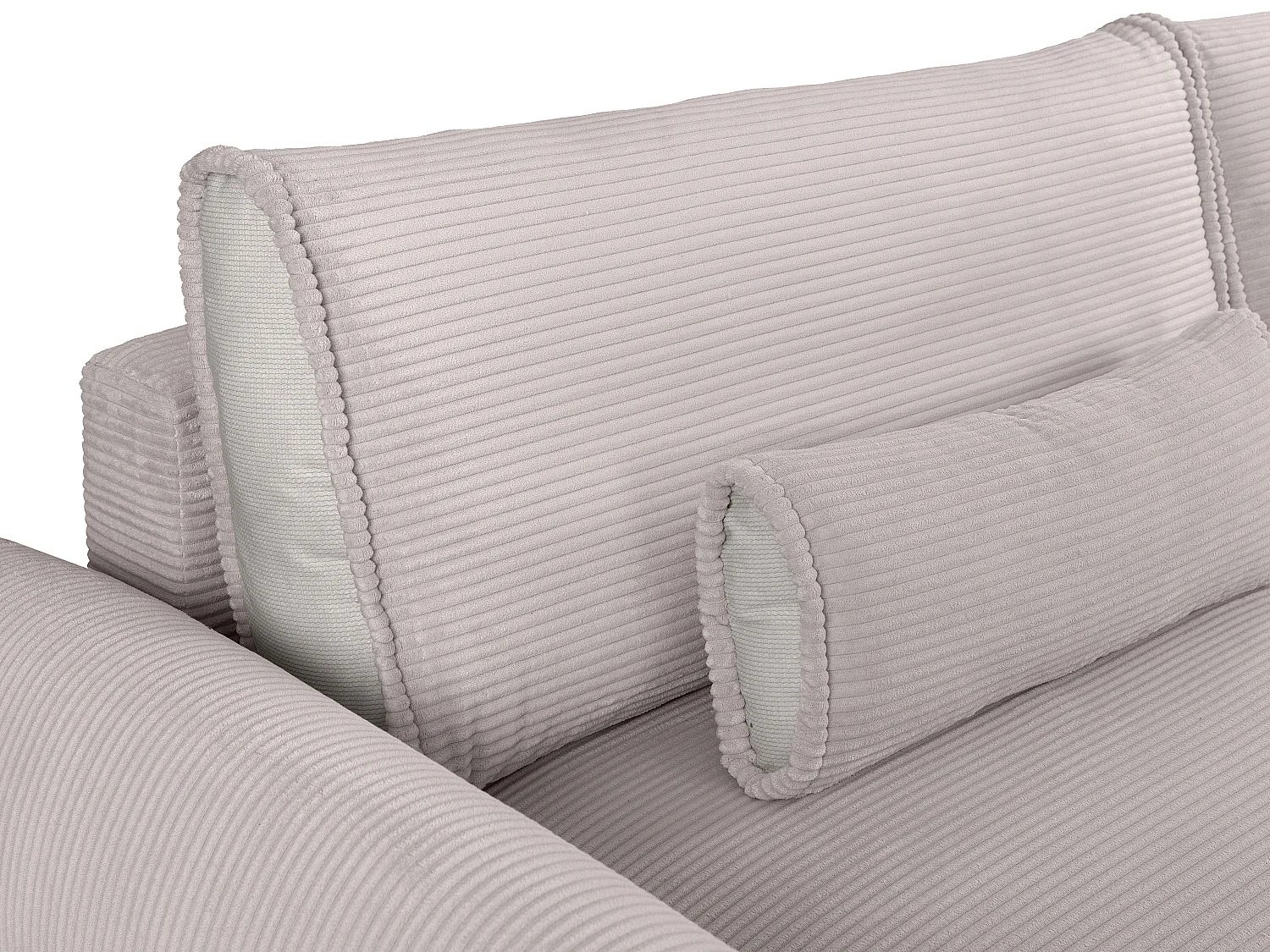 Bäddsoffa med schäslong i manchestersammet ljusgrå RISTANO