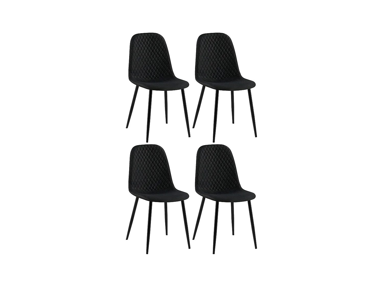 Lot de 4  chaise salle à manger - Tissu - Noir - Giverny