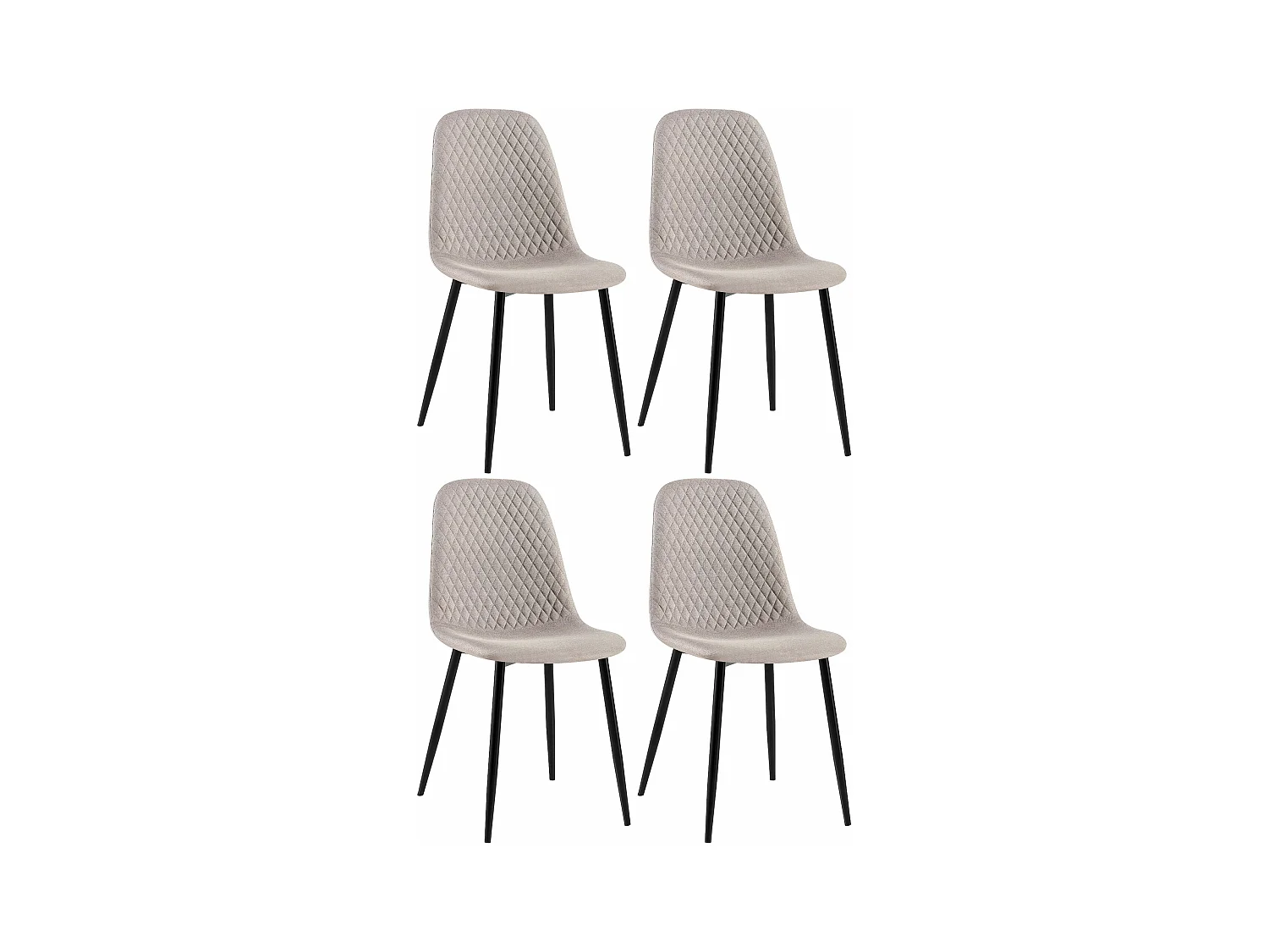 Lot de 4  chaise salle à manger - Tissu - Gris - Giverny
