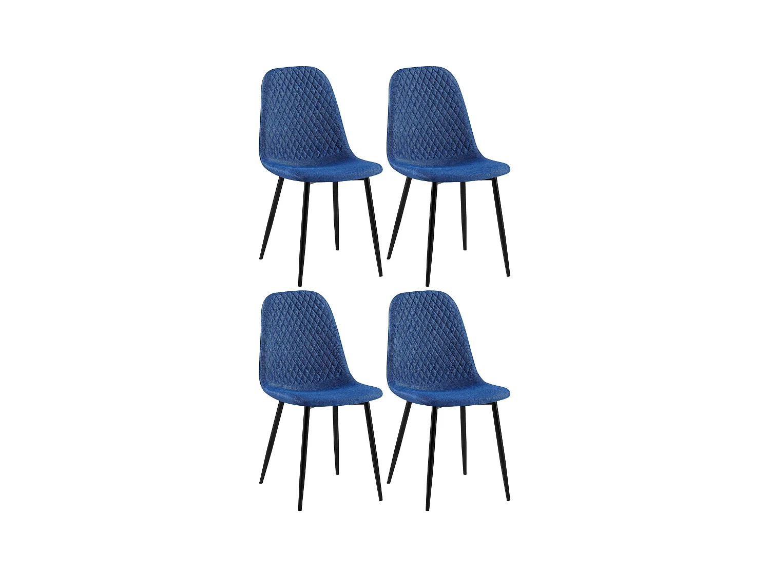 Lot de 4  chaise salle à manger - Tissu - Bleu - Giverny