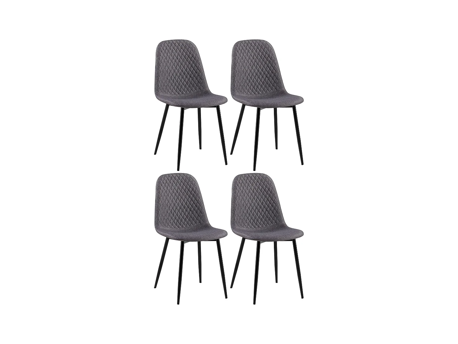 Lot de 4  chaise salle à manger - Tissu - Gris foncé - Giverny