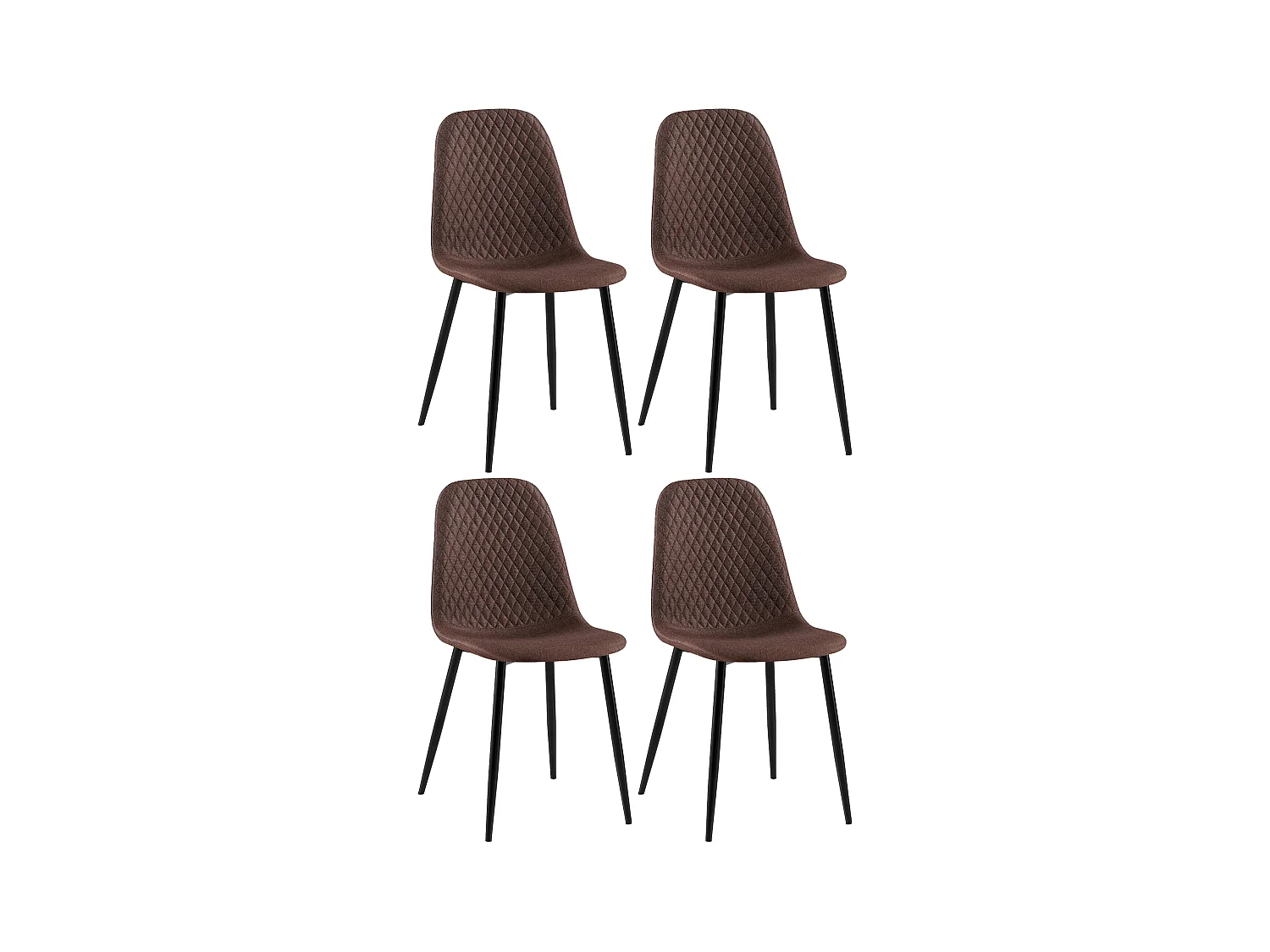 Lot de 4  chaise salle à manger - Tissu - Marron - Giverny