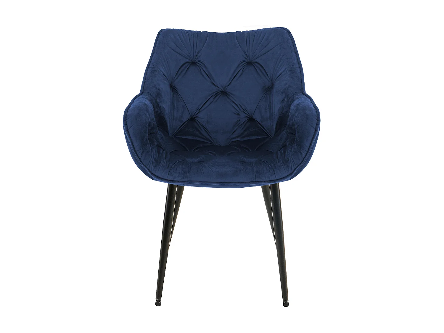 Lot de 4  chaises avec accoudoirs - Velours - Bleu foncé - Tanna