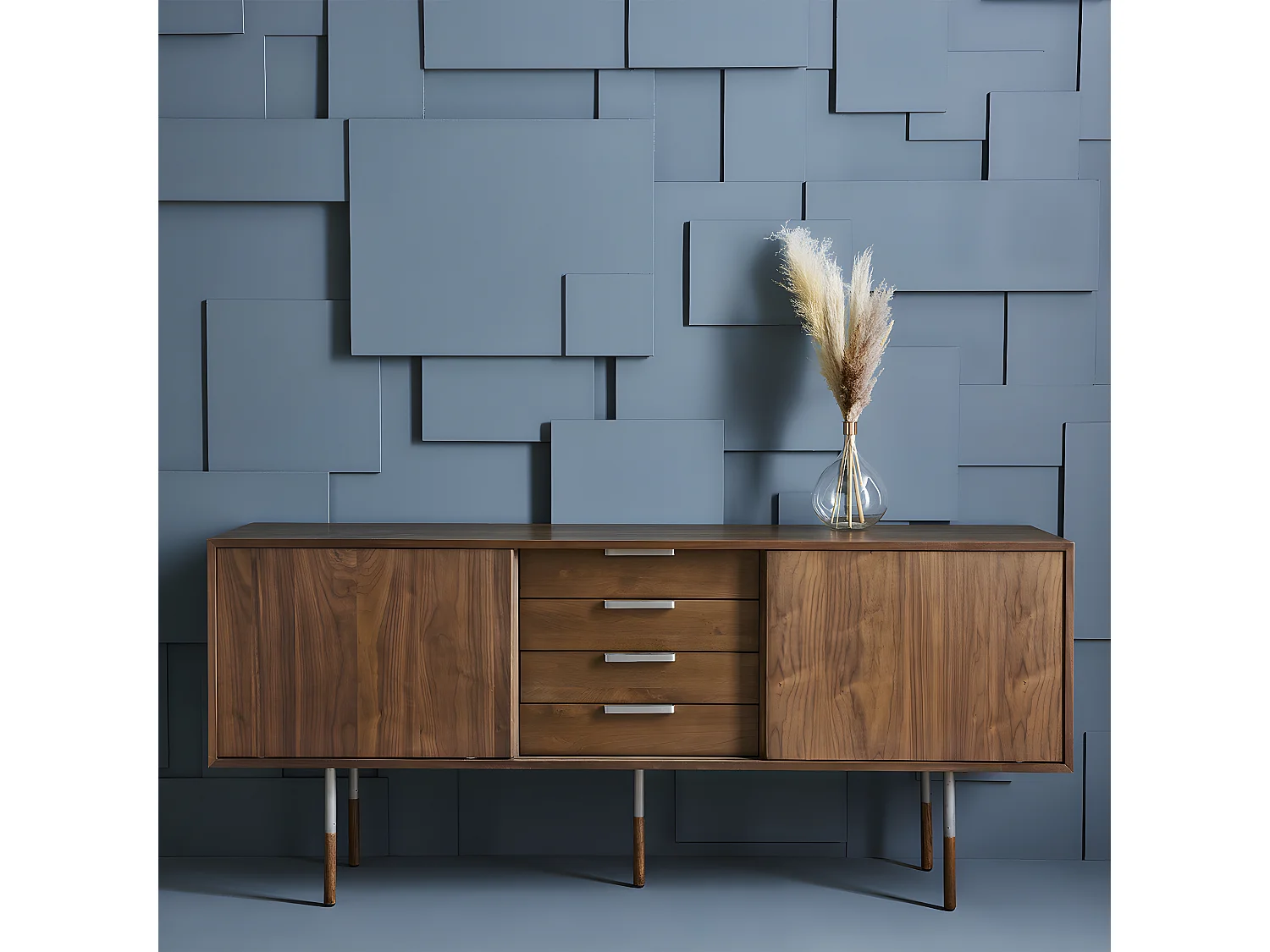 Buffet en Bois Massif 2 Portes et 4 Tiroirs - L200 x H81cm - Alturas