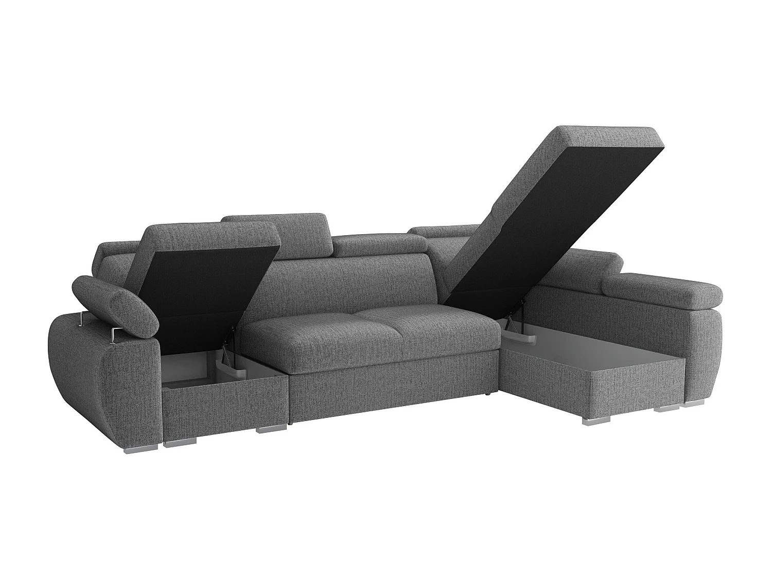 Canapé d'angle Columbus 227, Gris clair, Disponible, 320x170x85cm