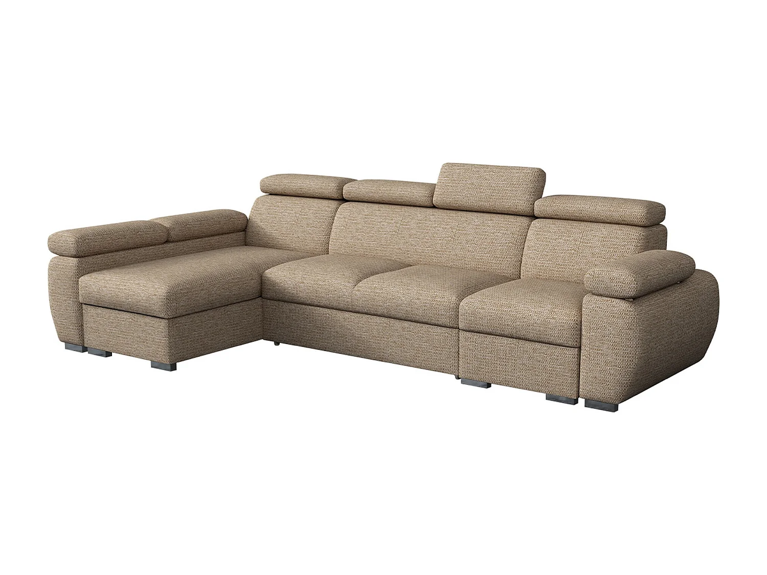 Sofá rinconero Columbus 227, De color marrón claro, Función de descanso, Almacenaje, 85cm