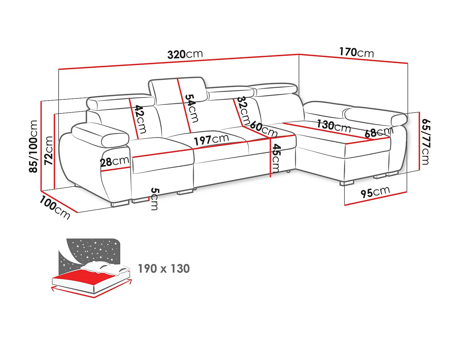 Sofá rinconero Columbus 227, De color marrón claro, Función de descanso, Almacenaje, 85cm