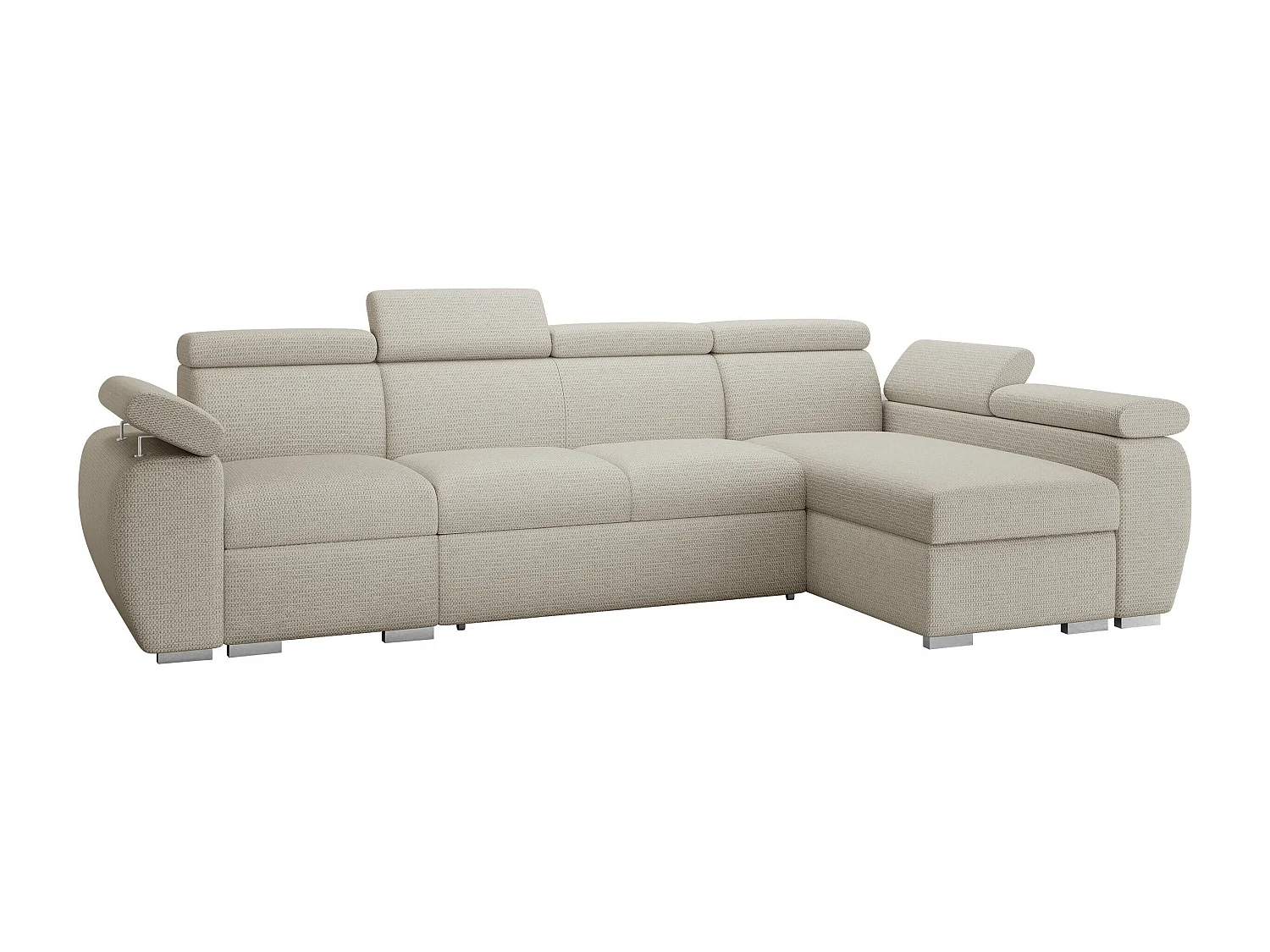 Sofá rinconero Columbus 227, Crema, Función de descanso, Almacenaje, 320x170x85cm