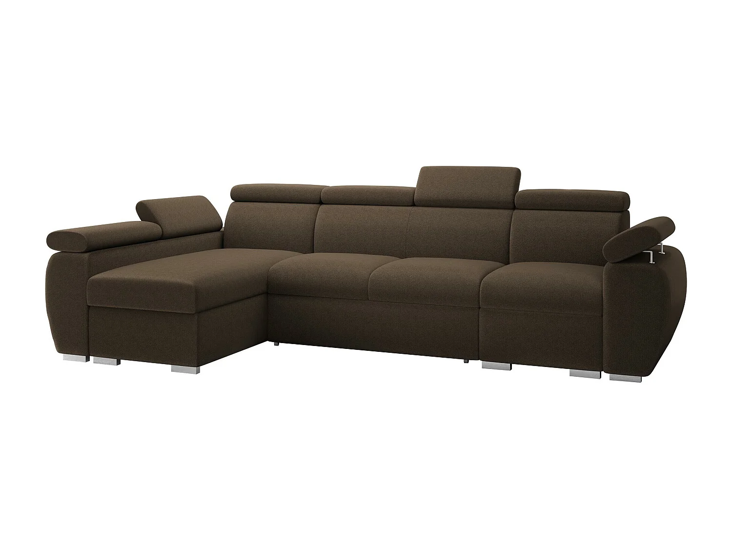 Sofá rinconero Columbus 227, Marrón, Función de descanso, Almacenaje, 320x170x85cm