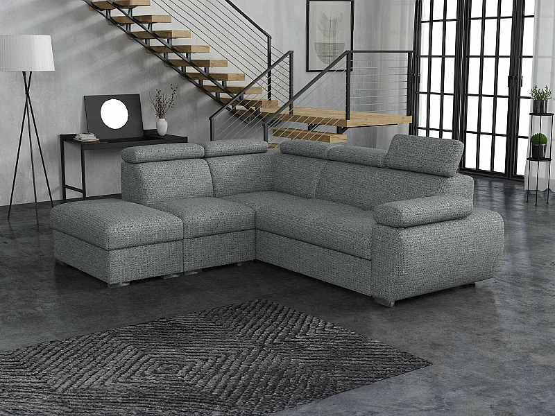 Sofá de canto Columbus 228, Cinzento, Funcionalidade de dormir