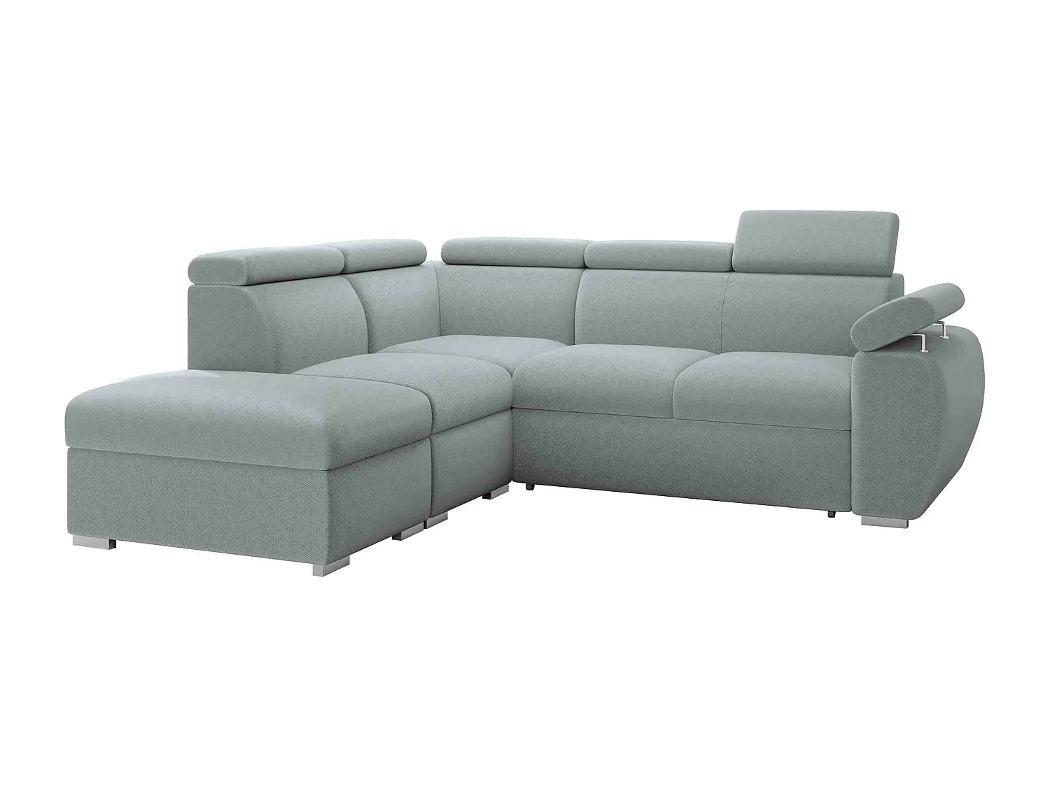 Canapé d'angle Columbus 228, Gris clair, Disponible, 260x230x85cm
