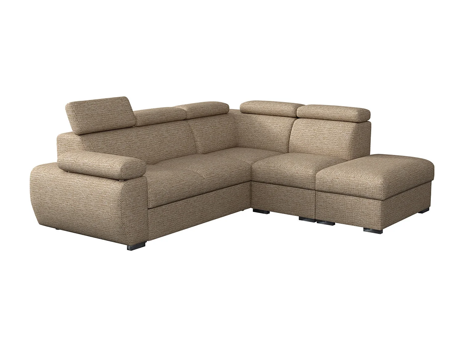 Sofá rinconero Columbus 228, De color marrón claro, Función de descanso, Almacenaje, 85cm