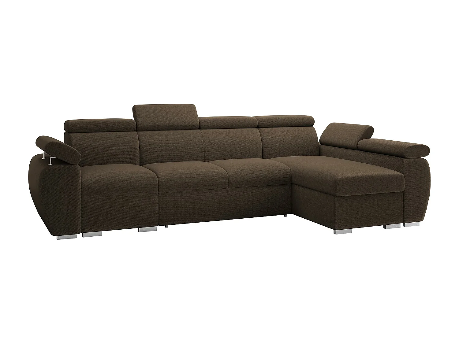 Sofá rinconero Columbus 227, Marrón, Función de descanso, Almacenaje, 320x170x85cm