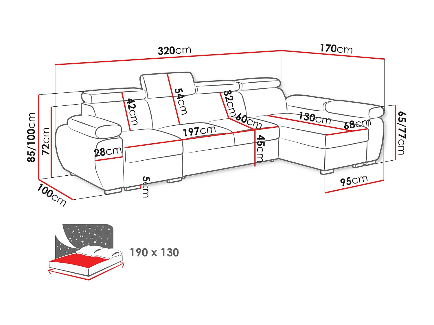 Sofá rinconero Columbus 227, De color marrón claro, Función de descanso, Almacenaje, 85cm
