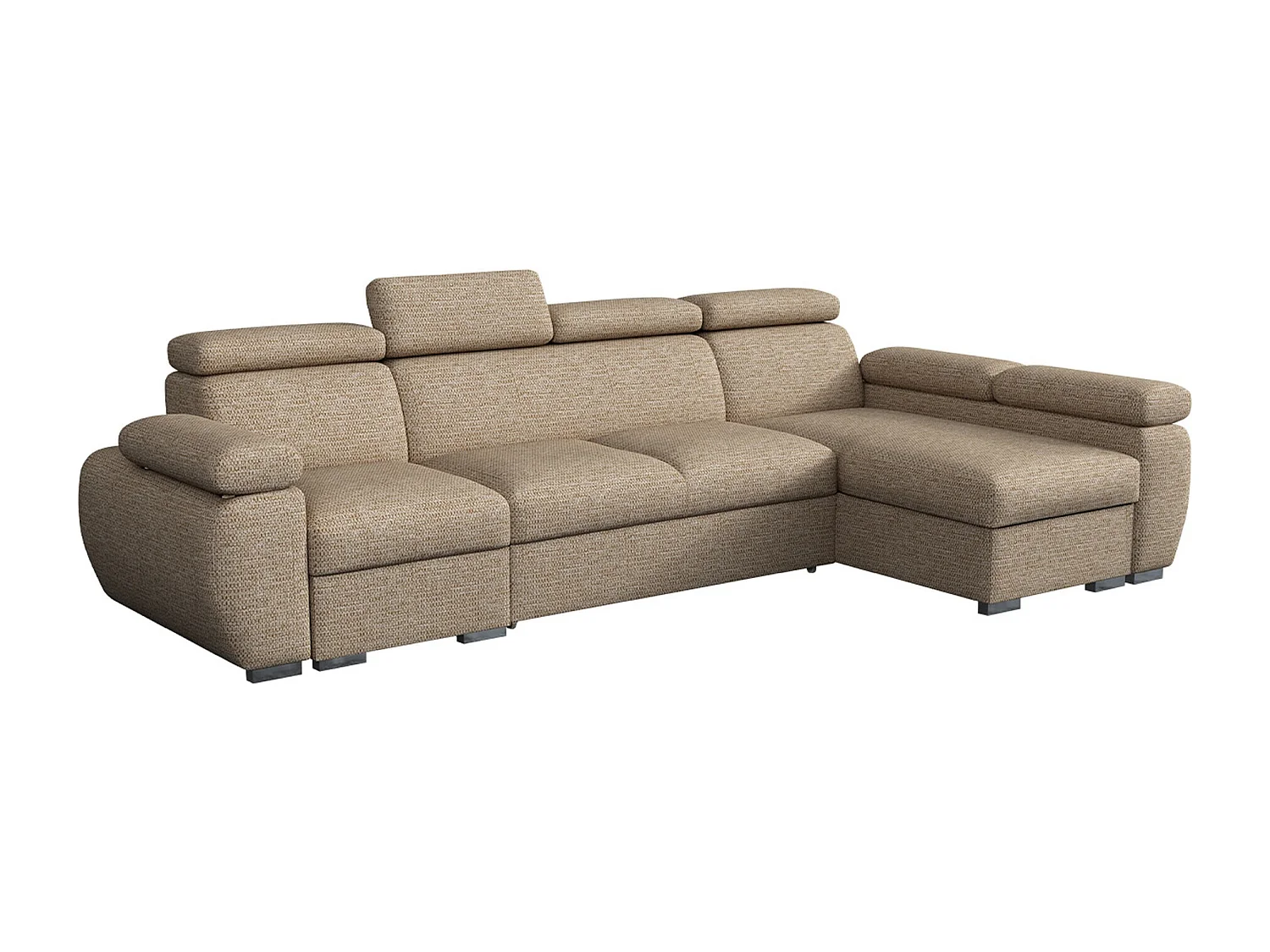 Sofá rinconero Columbus 227, De color marrón claro, Función de descanso, Almacenaje, 85cm