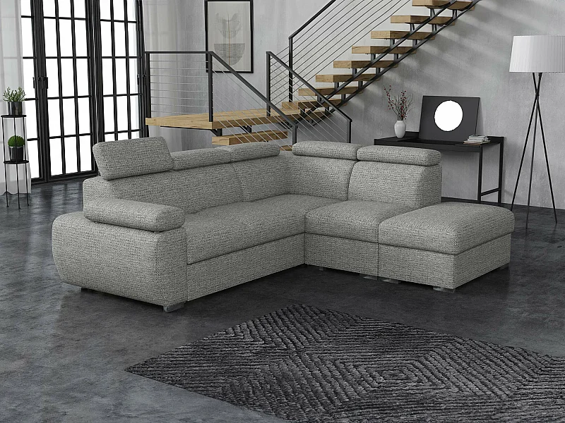 Sofá de canto Columbus 228, Cinzento, Funcionalidade de dormir