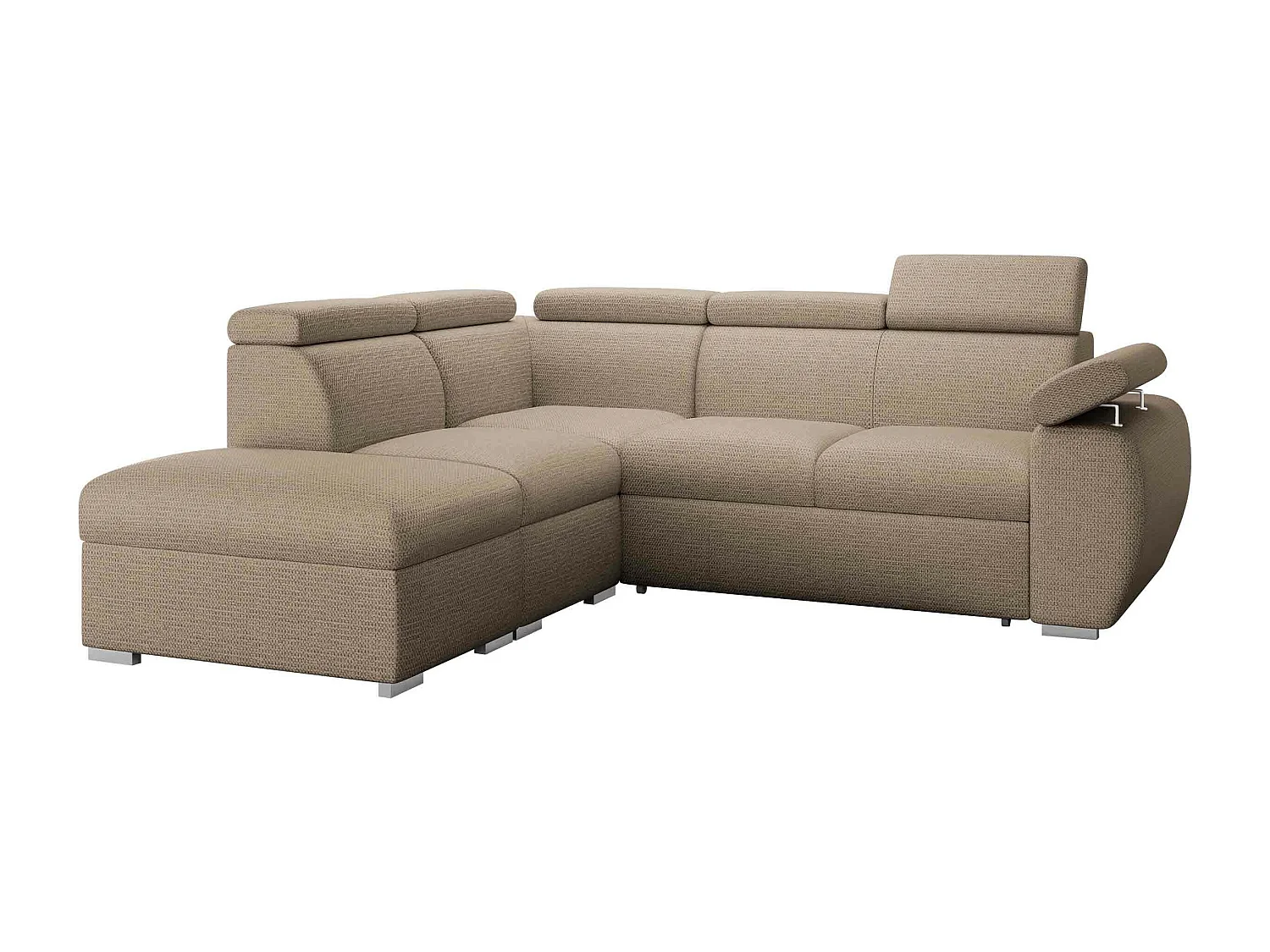 Canapé d'angle Columbus 228, Brun clair, Disponible, 260x230x85cm