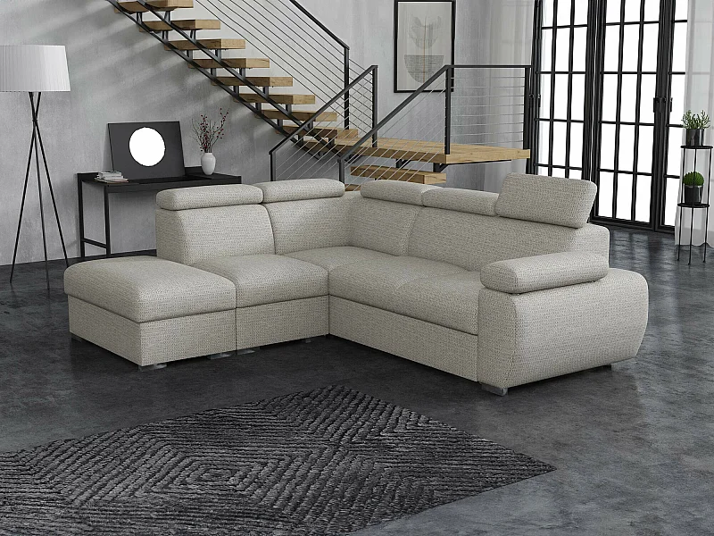 Sofá rinconero Columbus 228, De color marrón claro, Función de descanso, Almacenaje, 85cm