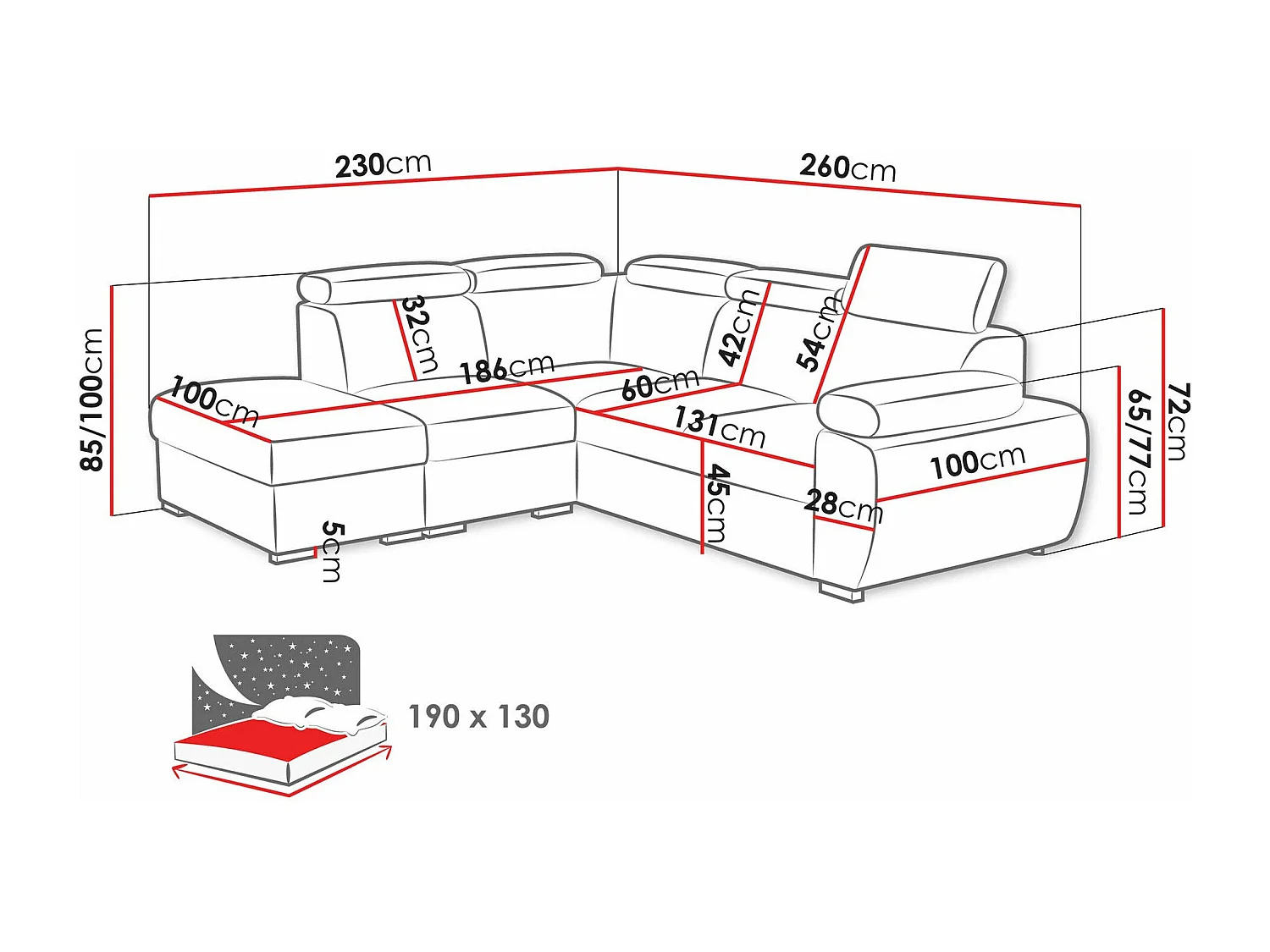 Canapé d'angle Columbus 228, Brun clair, Disponible, 260x230x85cm