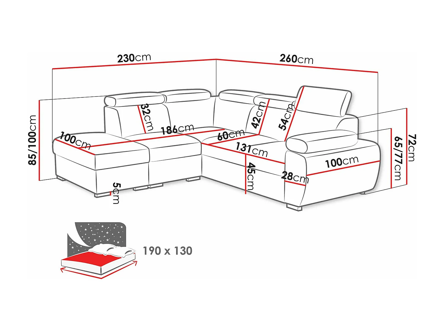 Canapé d'angle Columbus 228, Brun clair, Disponible, 260x230x85cm