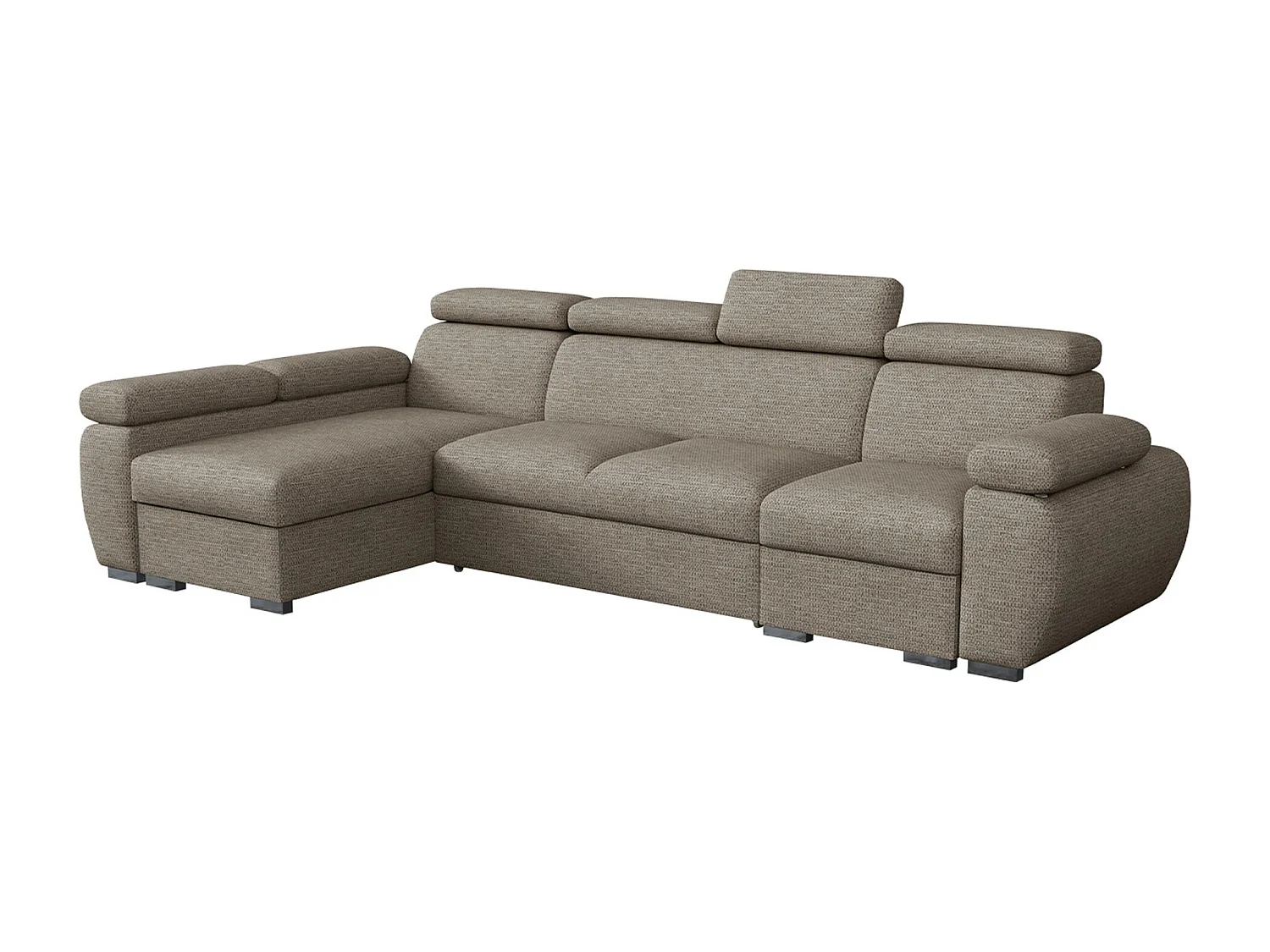 Sofá rinconero Columbus 227, De color marrón claro, Función de descanso, Almacenaje, 85cm