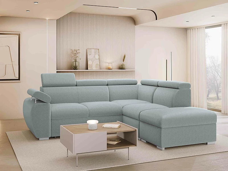 Canapé d'angle Columbus 228, Gris, Disponible, 260x230x85cm