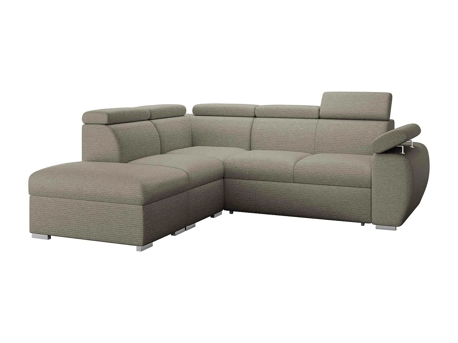 Sofá rinconero Columbus 228, De color marrón claro, Función de descanso, Almacenaje, 85cm