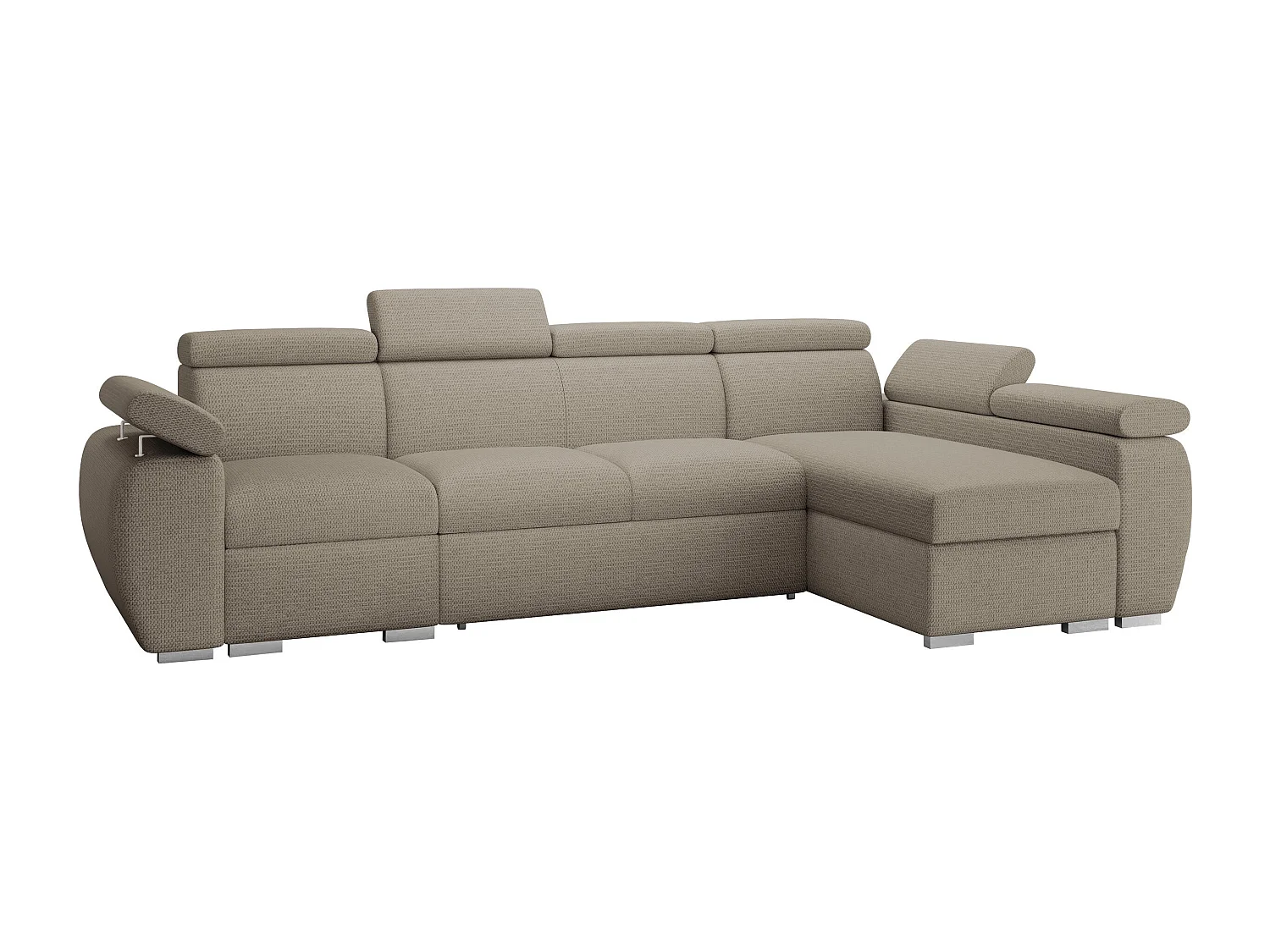 Sofá rinconero Columbus 227, De color marrón claro, Función de descanso, Almacenaje, 85cm