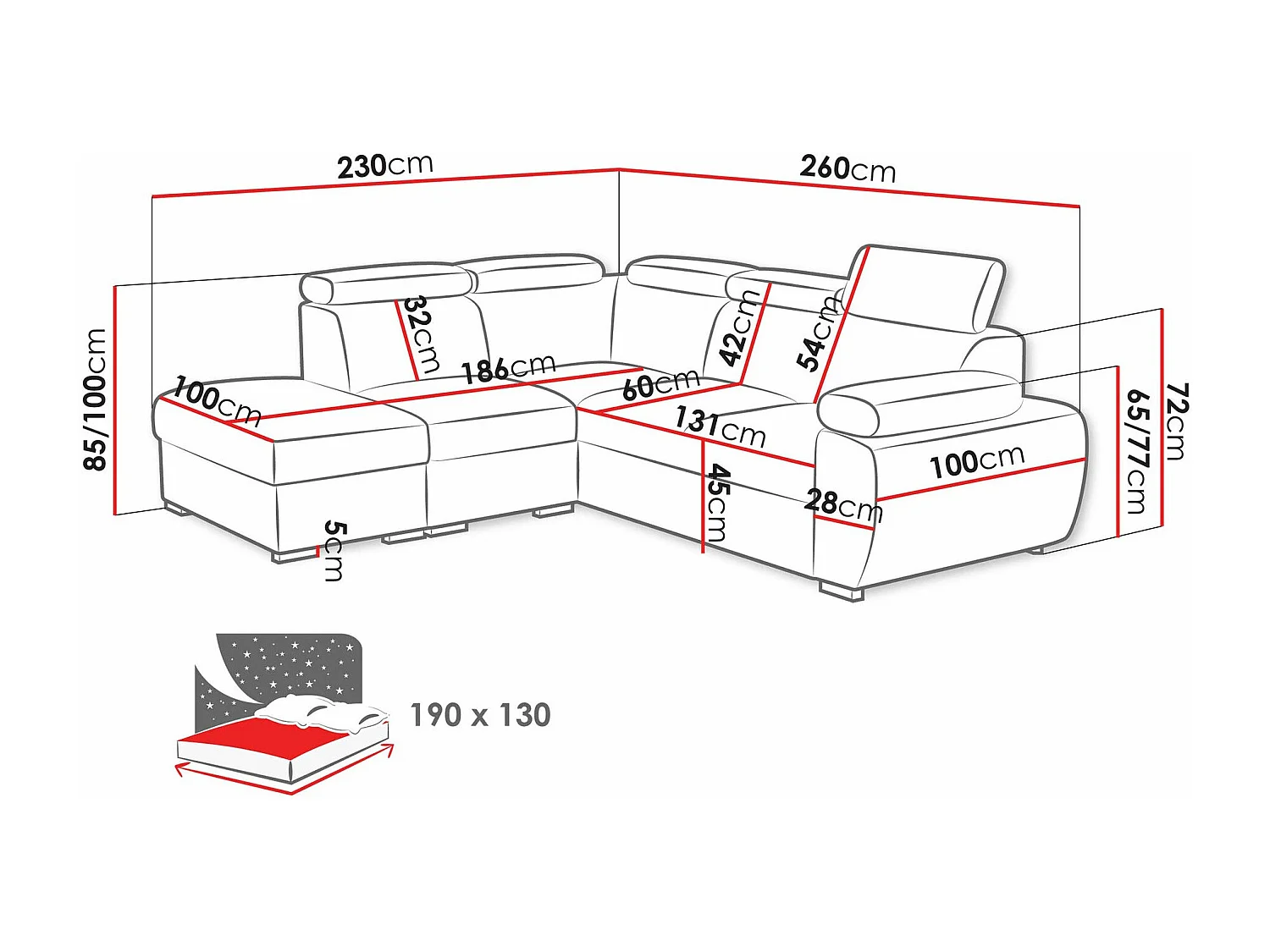 Sofá rinconero Columbus 228, De color marrón claro, Función de descanso, Almacenaje, 85cm