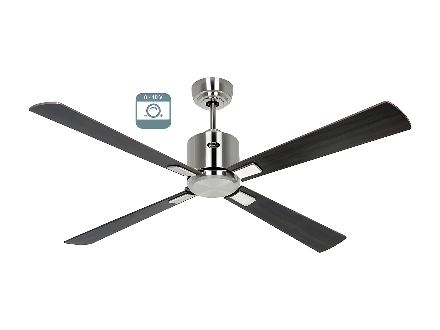 eco neo III 132 Ventilateur, corps en acier brossé avec pales en noyer et cerisier sans lumière, casafan