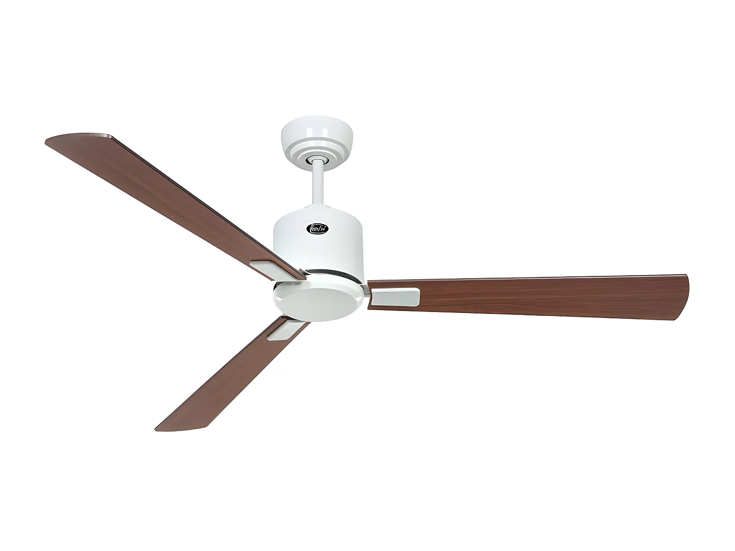 eco neo III 132 ventilateur, corps en blanc avec pales en noyer et cerisier sans lumière, casafan