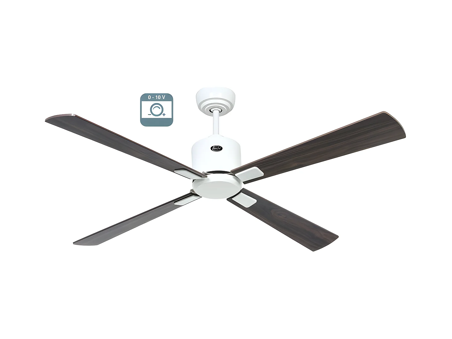 eco neo III 132 ventilateur, corps en blanc avec pales en noyer et cerisier sans lumière, casafan