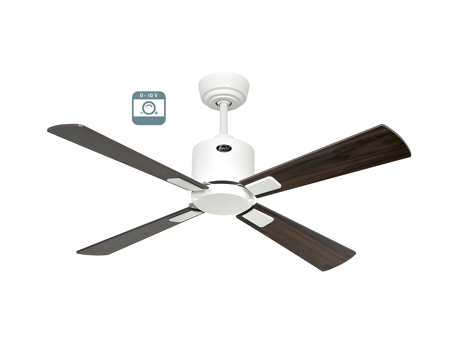 eco neo III 103, ventilateur sans lumière, corps blanc avec pales en noyer et cerisier, casafan