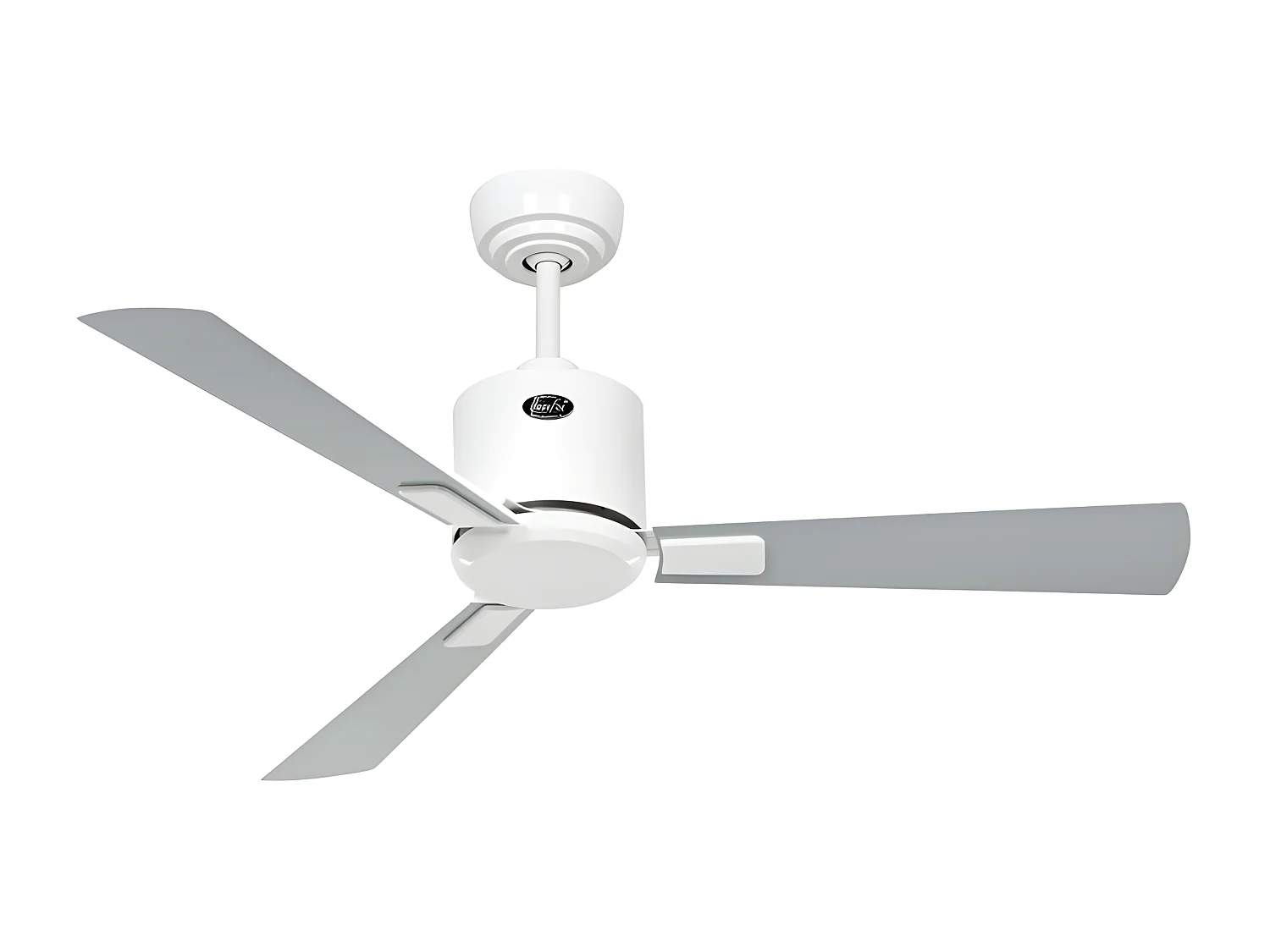 eco neo ventilador III 103 sin luz, cuerpo blanco con aspas blancas y grises, casafan