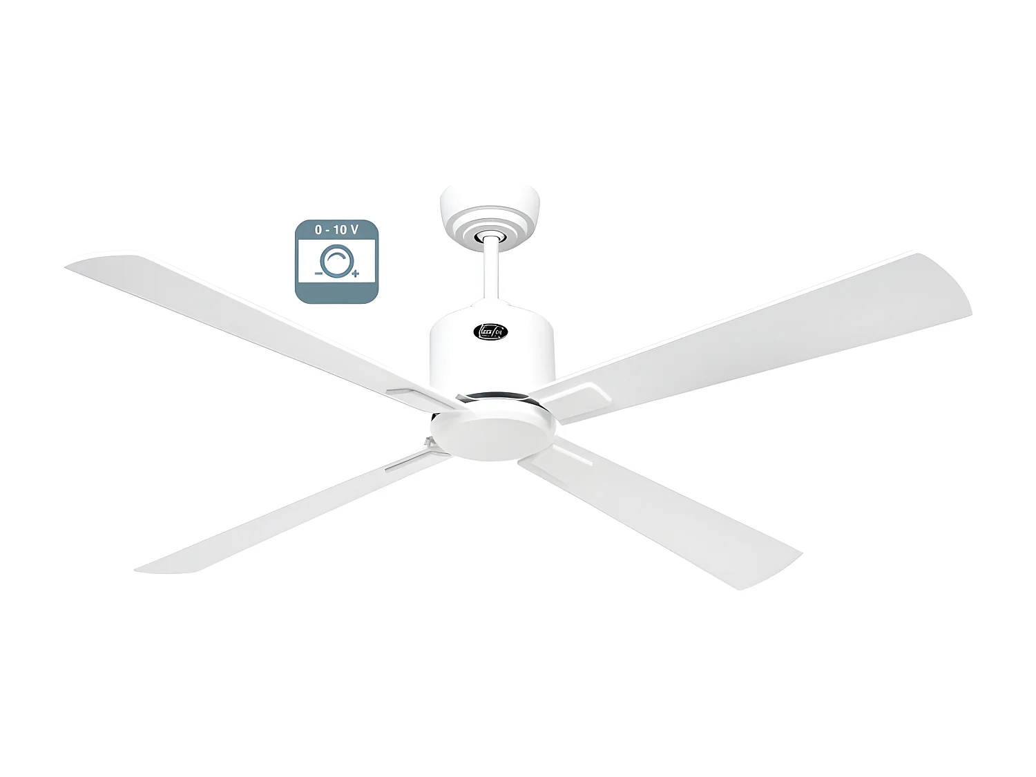 eco neo III 132 ventilateur, corps blanc avec pales blanches et grises sans lumière, casafan