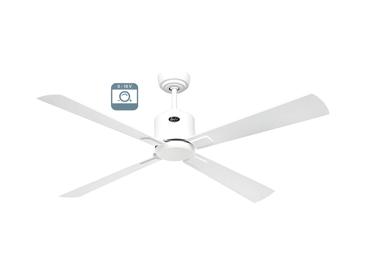eco neo III 132 ventilateur, corps blanc avec pales blanches et grises sans lumière, casafan