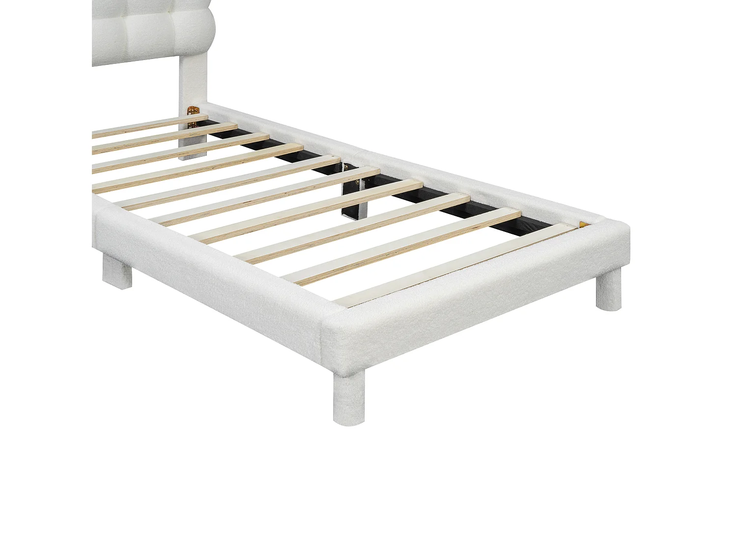 Letto singolo imbottito Sherpa - 90x200 cm - Bianco