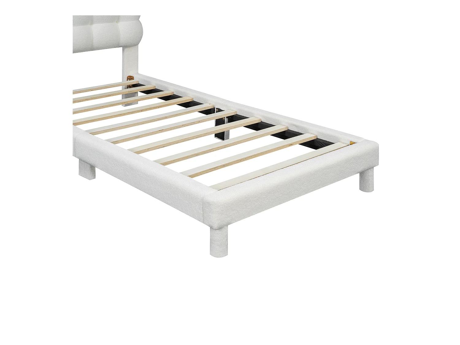 Letto singolo imbottito Sherpa - 90x200 cm - Bianco